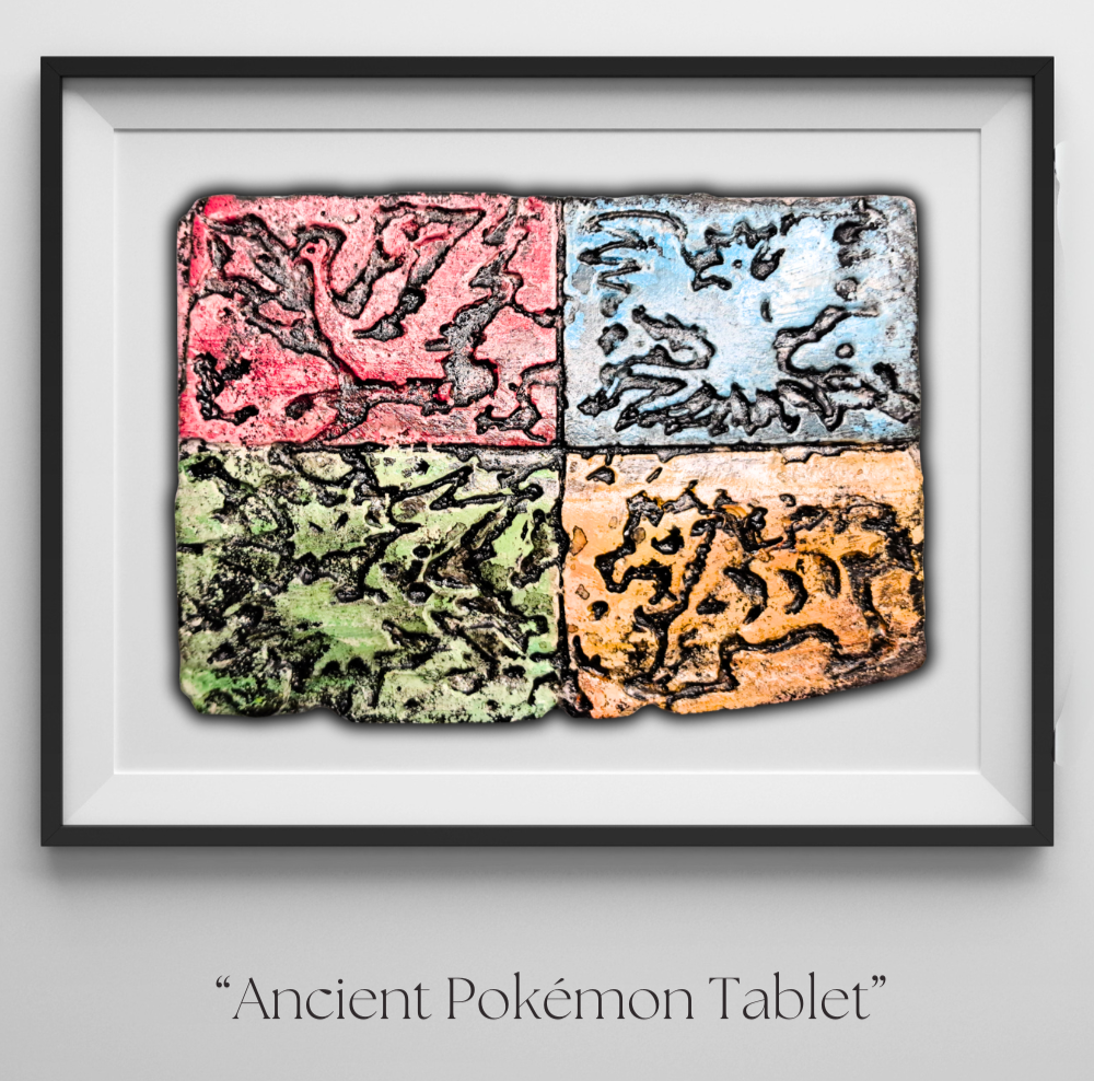 Ancient Pokemon Tablet – Pokemon Fan Art – Legendary Pokemon – Pokemon Custom Wall Art – Pokemon Home Decor for Collectors